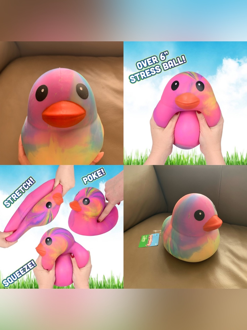 JUMBO Squishy Multi Color and Pink Tie-Dye
Duck Squeeezy